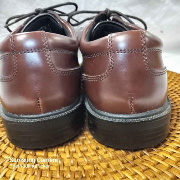 Deer Stags Supro Sock 10.5 M Brown Leather Times Plain Toe Oxford Lace Up Shoe - Picture 8 of 13